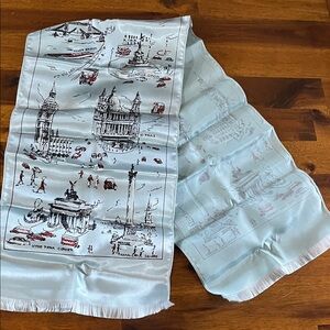 Vtg London England Landmarks Scarf Big Ben-St Pauls-Piccadilly Circus+ Souvenir
